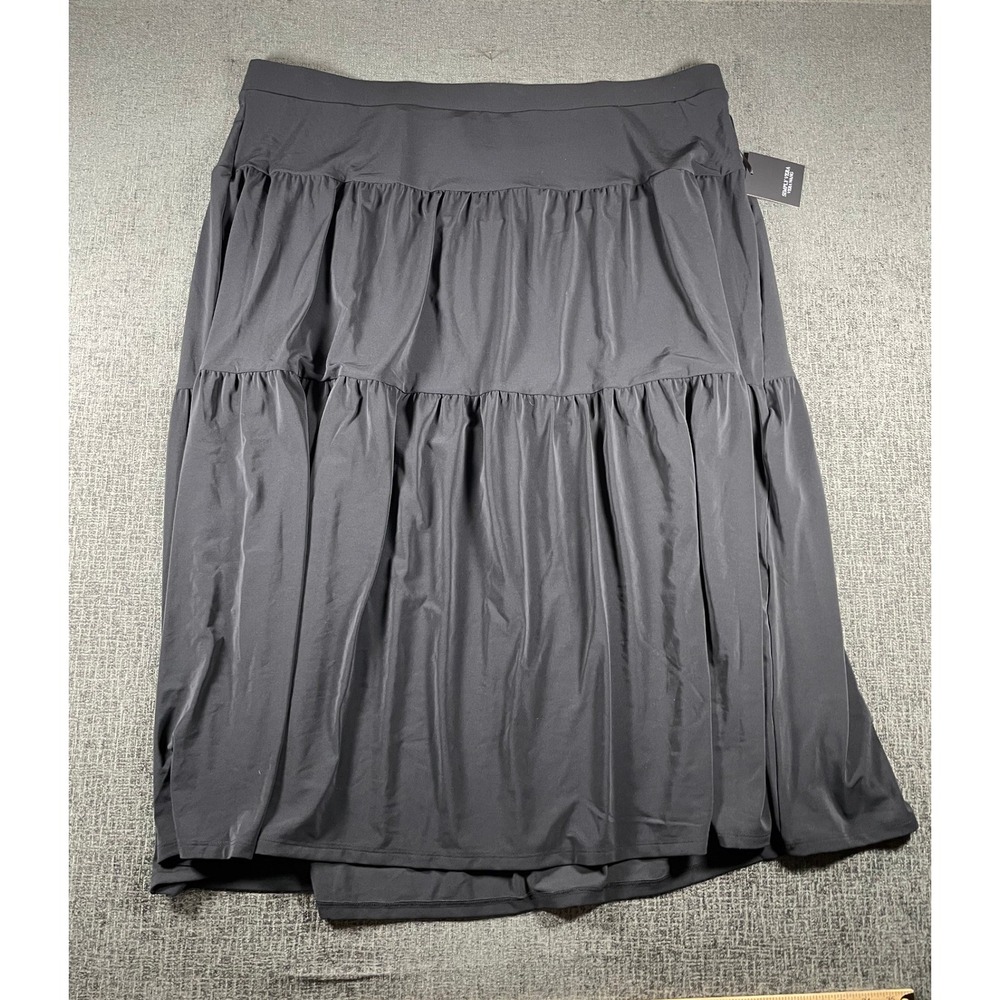 Simply Vera Vera Wang Womens 3X Black Tiered Midi Skirt WV31Y121PS NEW